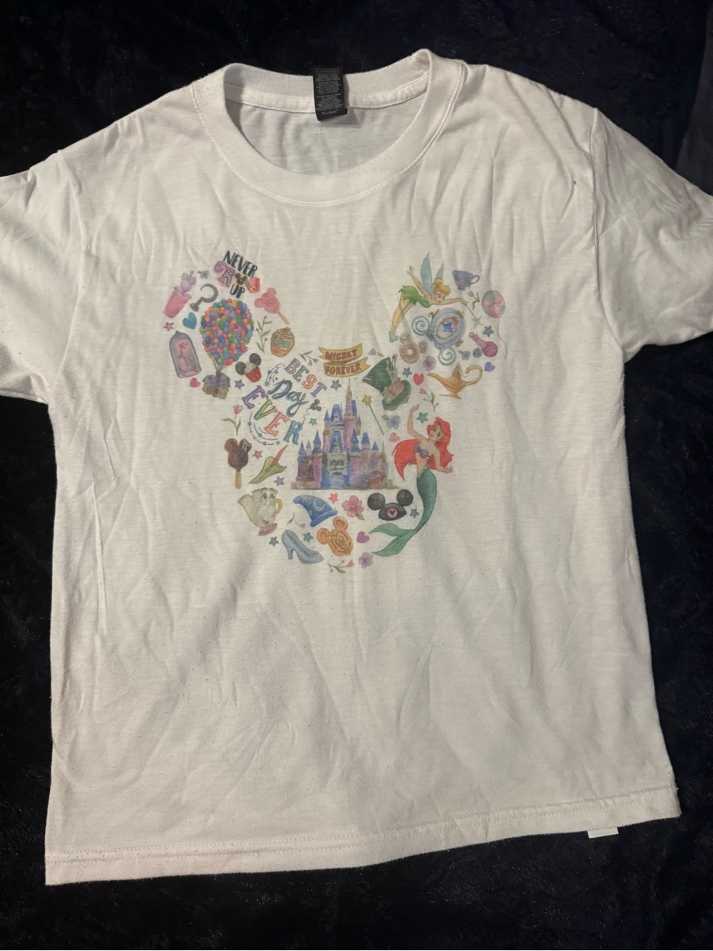 Disney White Kids Tee with Pastel Multicolor Mickey Collage